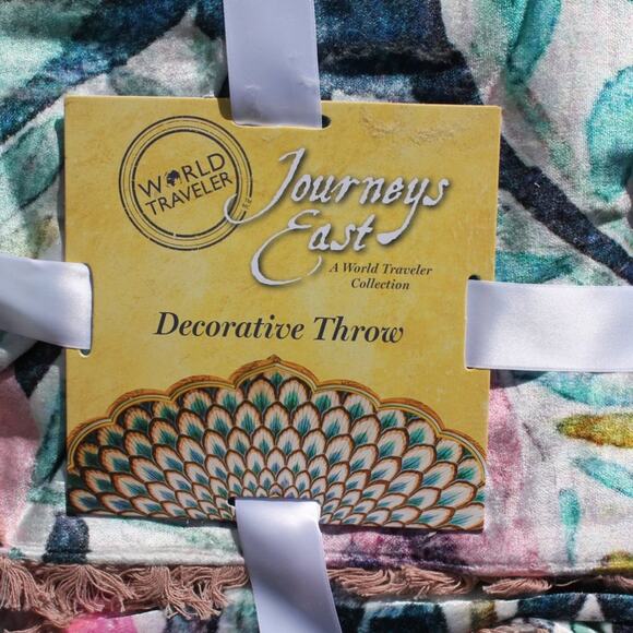 World Traveler Designer Luxury Throw Blanket 50 in X 60 in Maximalist Boho Style - Picture 7 of 15